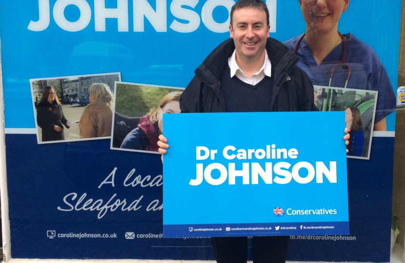 Stephen Bates campaigning in Sleaford for Dr. Caroline Johnson 