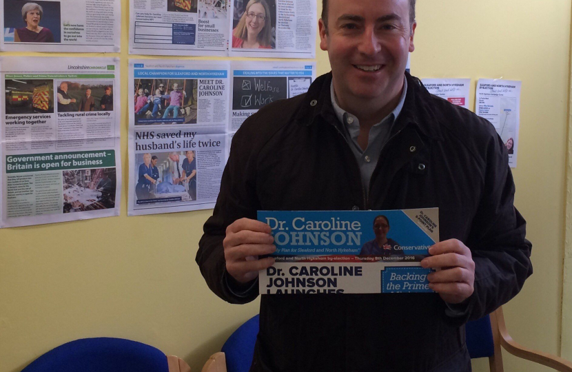 Stephen Bates campaigning in Sleaford for Caroline Johnson 