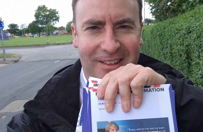 Stephen Bates out campaigning in Thurrock for Jackie Doyle-Price at General Election 2017 