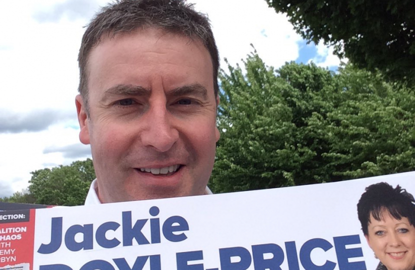 Stephen Bates out campaigning in Thurrock for Jackie Doyle-Price at General Election 2017 