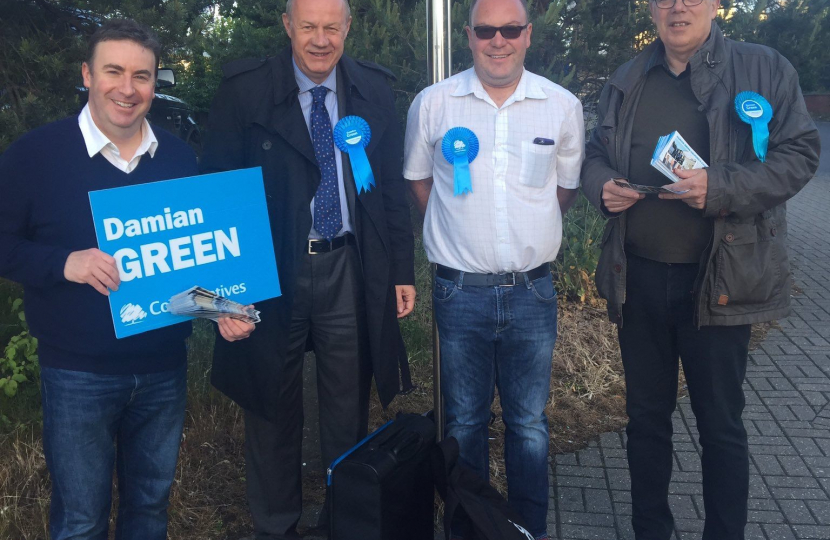 Stephen Bates out campaigning with Damian Green in Ashford