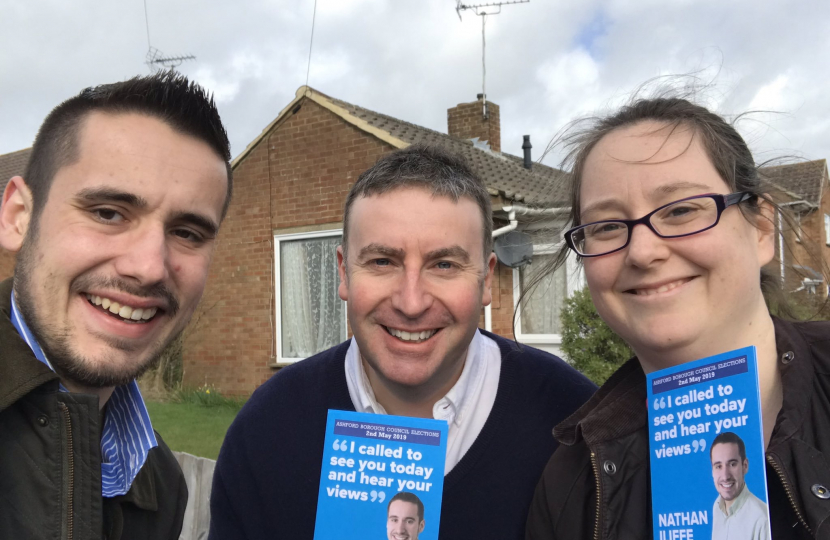 Stephen Bates campaigning for the Conservative Party in Ashford