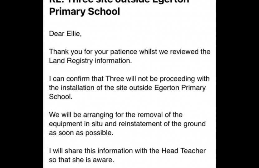 No to the Mast at Egerton Primary School