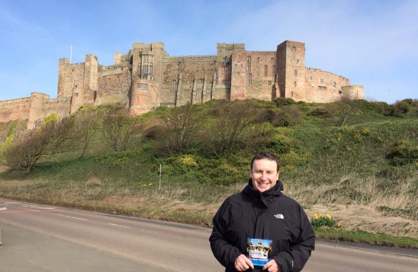 Stephen Bates campaigning in Bamburgh for Anne Marie Trevelyan