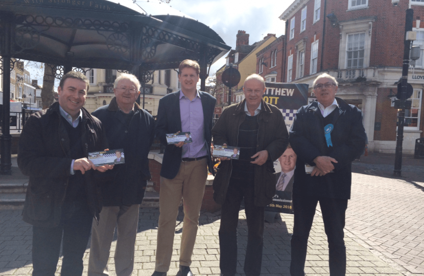 Stephen Bates out campaigning with Damian Green MP and Matthew Scott