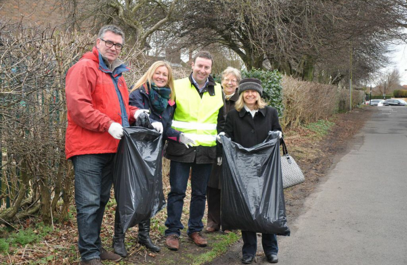 Stephen Bates and team litter picking in Newcastle North