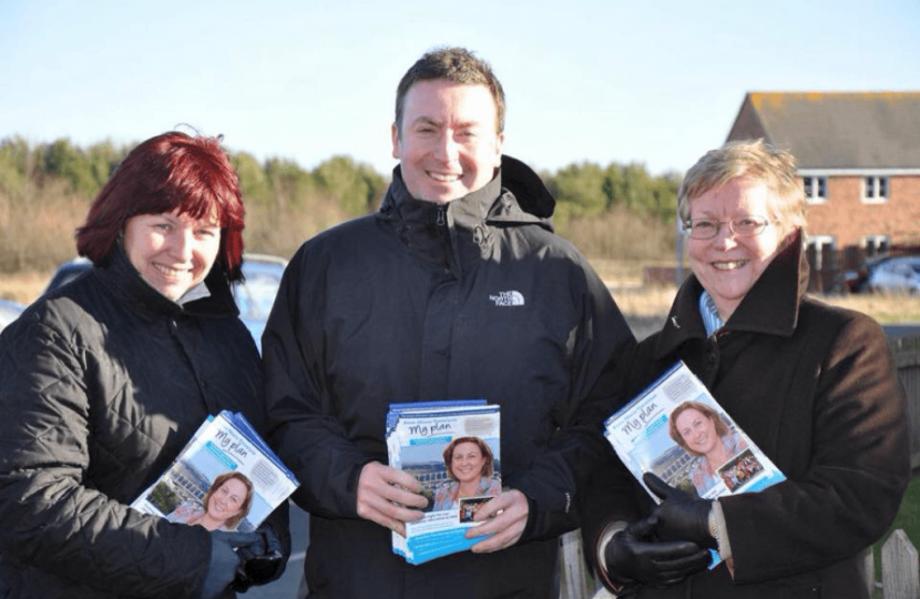 Stephen Bates supporting Anne Marie Travelyan's campaign in Amble