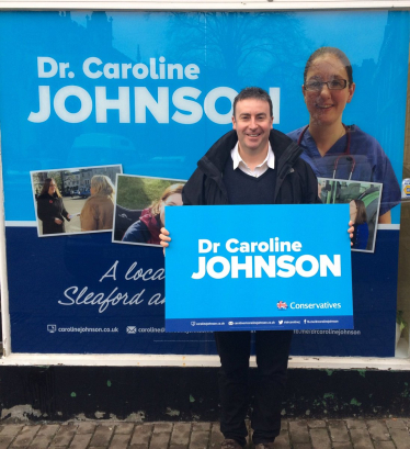 Stephen Bates campaigning in Sleaford for Dr. Caroline Johnson 