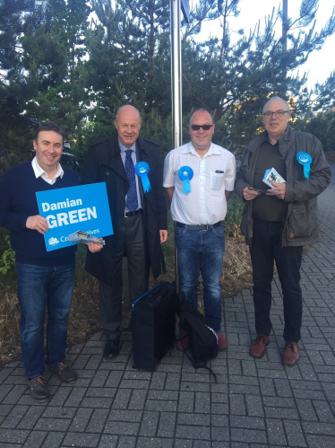 Stephen Bates out campaigning with Damian Green in Ashford