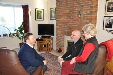 Stephen Bates meeting retired local residents in Newcastle North